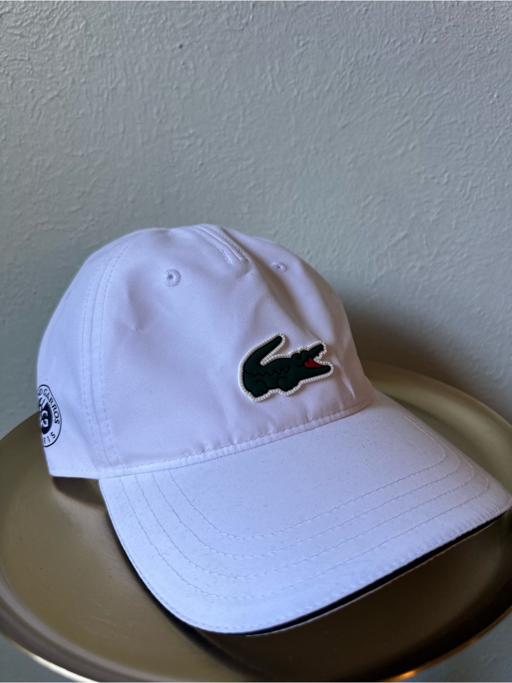 Lacoste | Men’s White Cap with Green Crocodile Logo